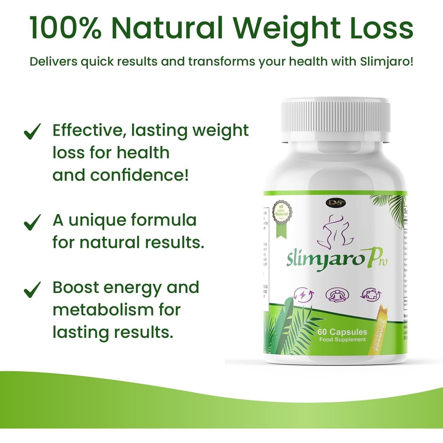 Slimjaro Pro Weight Management Capsules – Natural Energy & Metabolism Support with L-Carnitine, Garcinia Cambogia, 60 Vegan Capsules