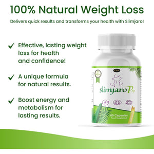 Slimjaro Pro Weight Management Capsules – Natural Energy & Metabolism Support with L-Carnitine, Garcinia Cambogia, 60 Vegan Capsules