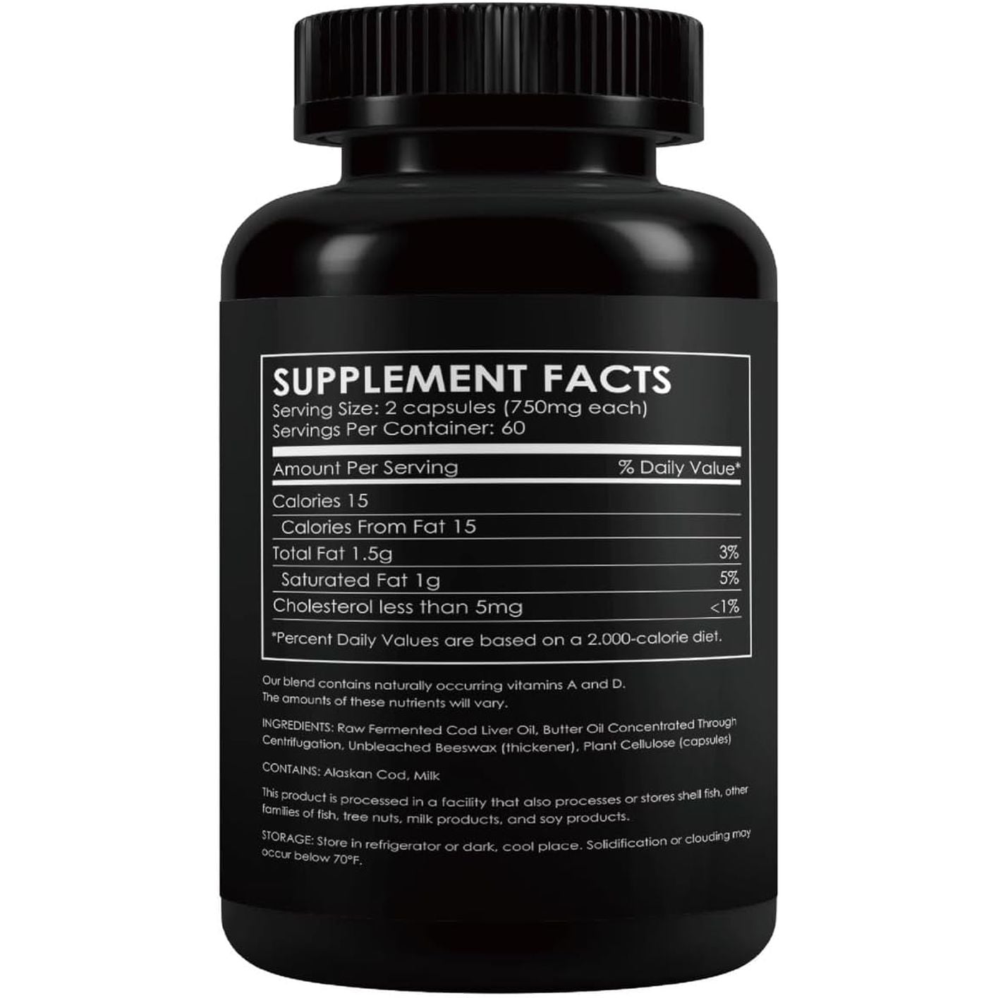 R&M Health Alaskan Fermented Cod Liver Oil and Concentrated Butter Oil Capsules - 120 per Bottle (Unflavoured). Rich in Vitamin a and D, Omega 3 Supplement 180 Ml