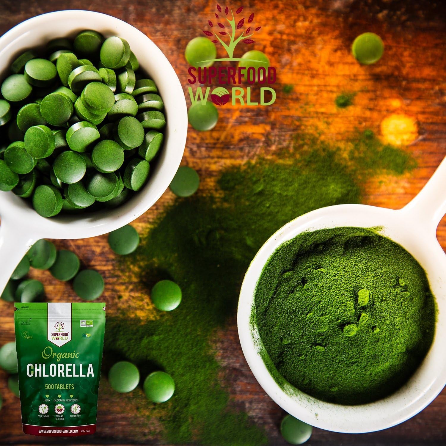 Organic Chlorella Tablets (500 X 500Mg) Premium Detox Chlorophyll Superfood | Natural Source of Vegan Protein, Minerals & Vitamins | Cracked Cell Wall | Ideal for Health, Detox, Skin, & Energy