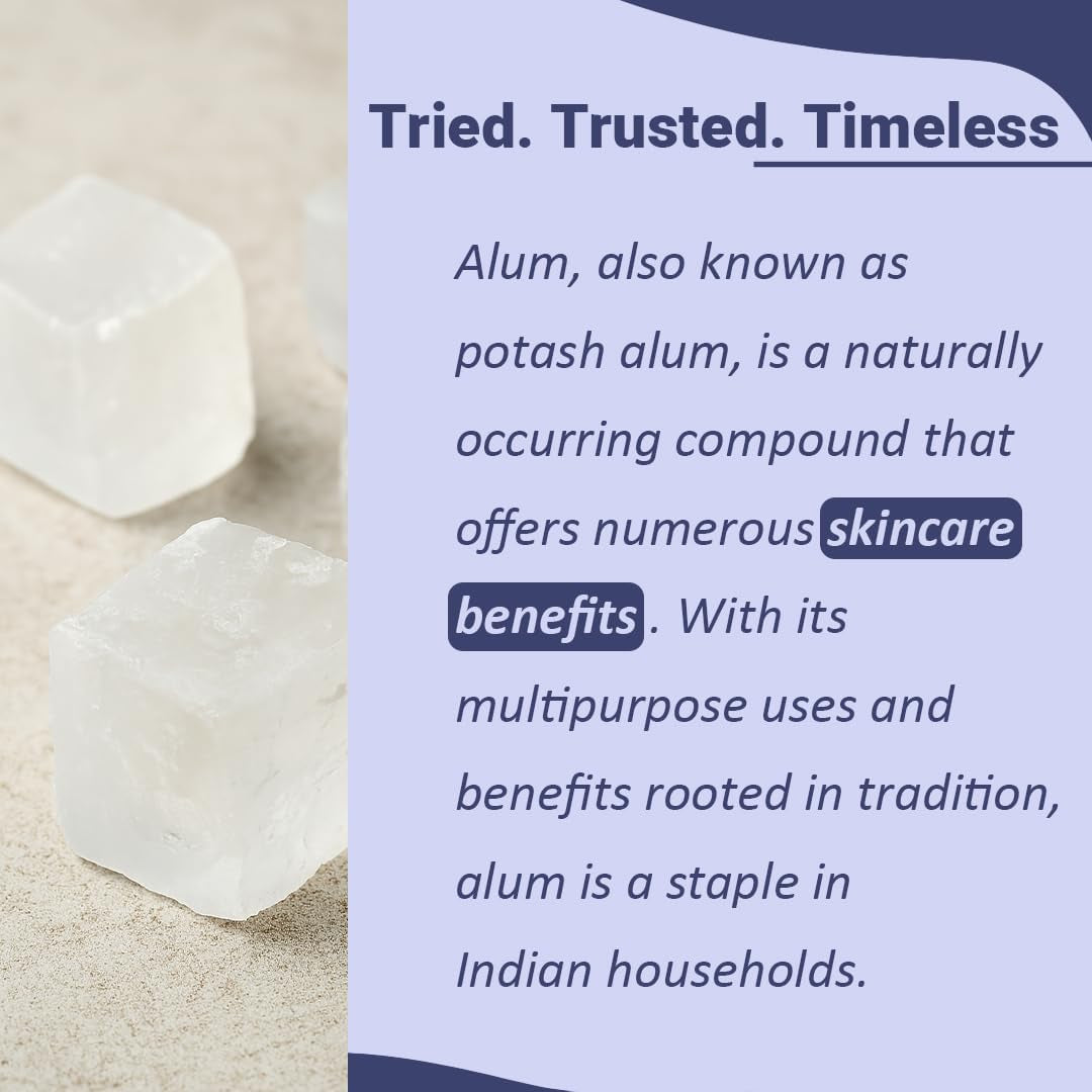 Mi Nature Alum Powder Potassium (Fitkari/Phitkari) -100% Natural Skincare for Acne, Odor Control & Water Purification Face Mask for |Pore Refining 227G |Face Pack Powder |Cruelty-Free