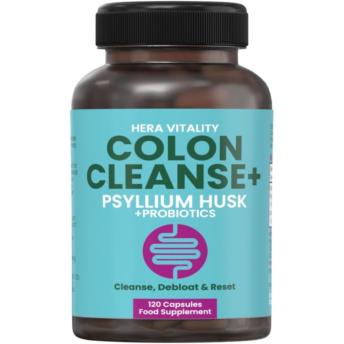 Colon Cleanse plus – 120 Vegan Capsules | Psyllium Husk Complex with Probiotics | High Fibre Digestive Support | Detox, Constipation Relief & Weight Management