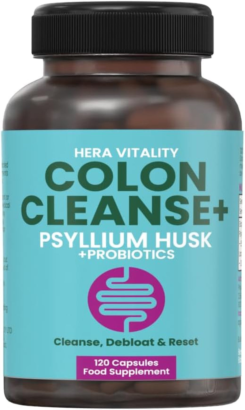 Colon Cleanse plus – 120 Vegan Capsules | Psyllium Husk Complex with Probiotics | High Fibre Digestive Support | Detox, Constipation Relief & Weight Management