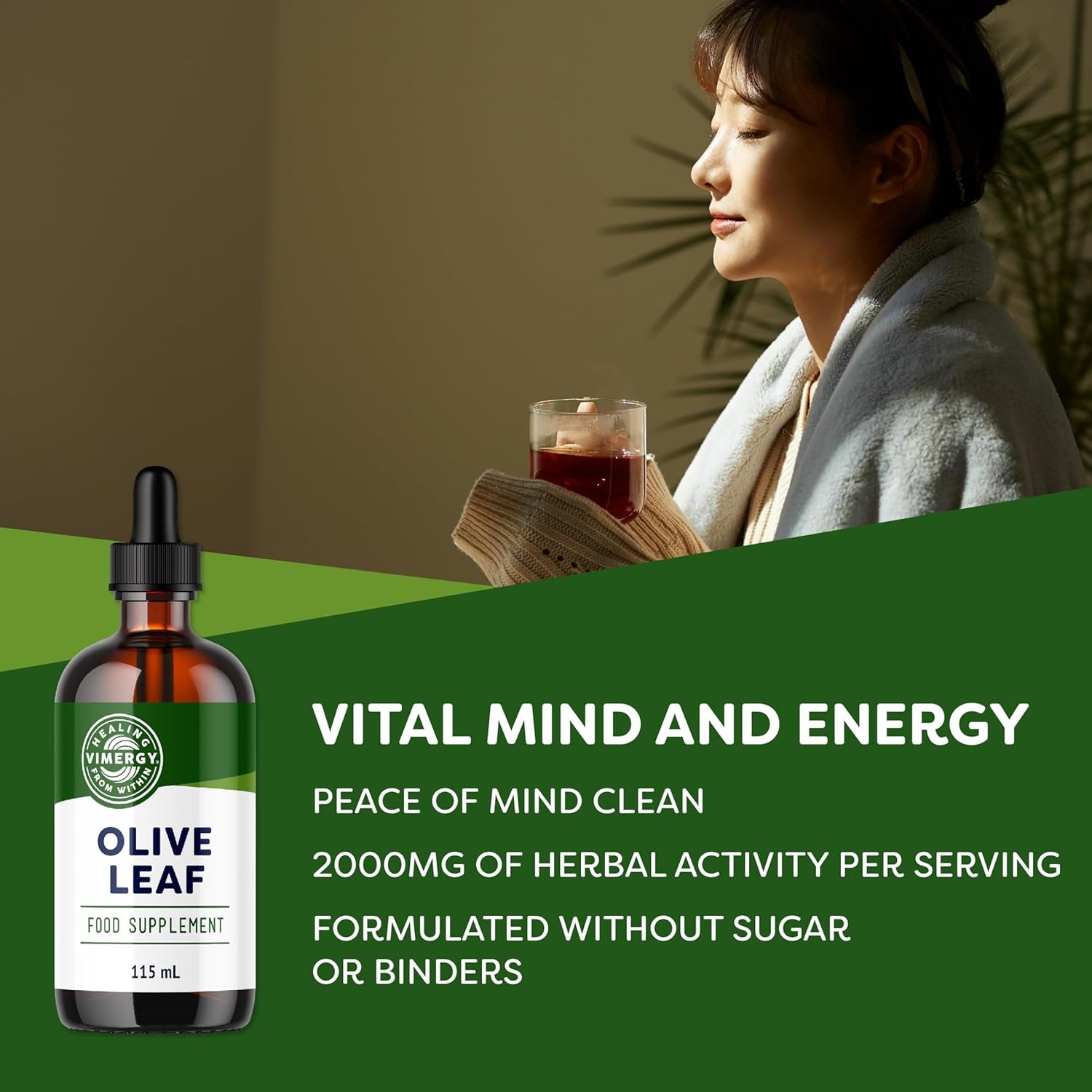 Vimergy Olive Leaf Extract, 57 Servings - Pure Olive Leaf Liquid Drops - Supports Immune and Cardiovascular Health - Gluten-Free, Non-Gmo, Vegan & Paleo Friendly (115 Ml)