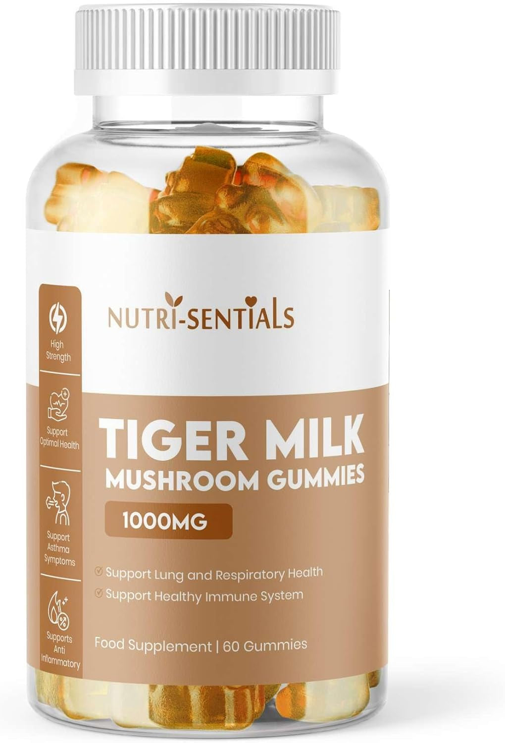 Tiger Milk Mushroom Gummies – High-Strength Dietary Supplement for Immune Support and General Wellness, 1000Mg, 60 Count