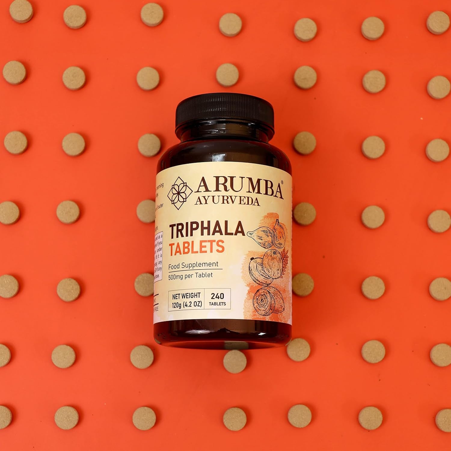 Arumba Ayurveda Triphala Tablets 240 Tablets, 500 Mg per Tablet, Made with Pure Amalaki Powder, Haritaki Powder, Bibhitaki Powder