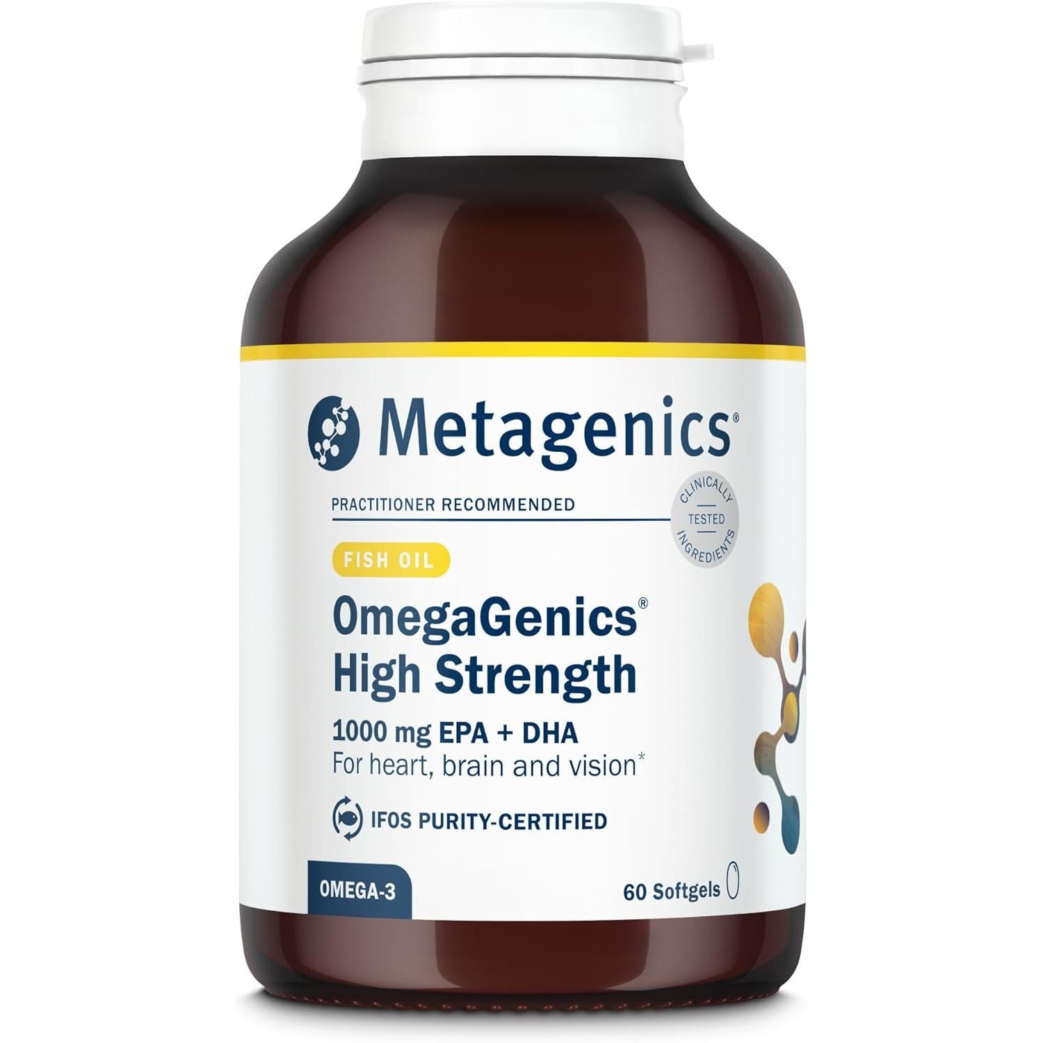 Metagenics Omegagenics - High Strength Omega-3 Pure Fish Oil Supplement - 1000Mg EPA & DHA - 60 Capsules