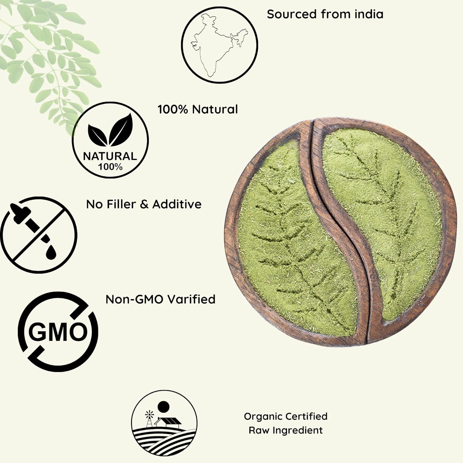 Herbs Botanica Moringa Leaf Powder Organic Leaves Oleifera Pure Premium Indian Powder Natural Fresh Morning Drink Vitamins and Immune Vitamin Superfoods 5.3Oz Pack