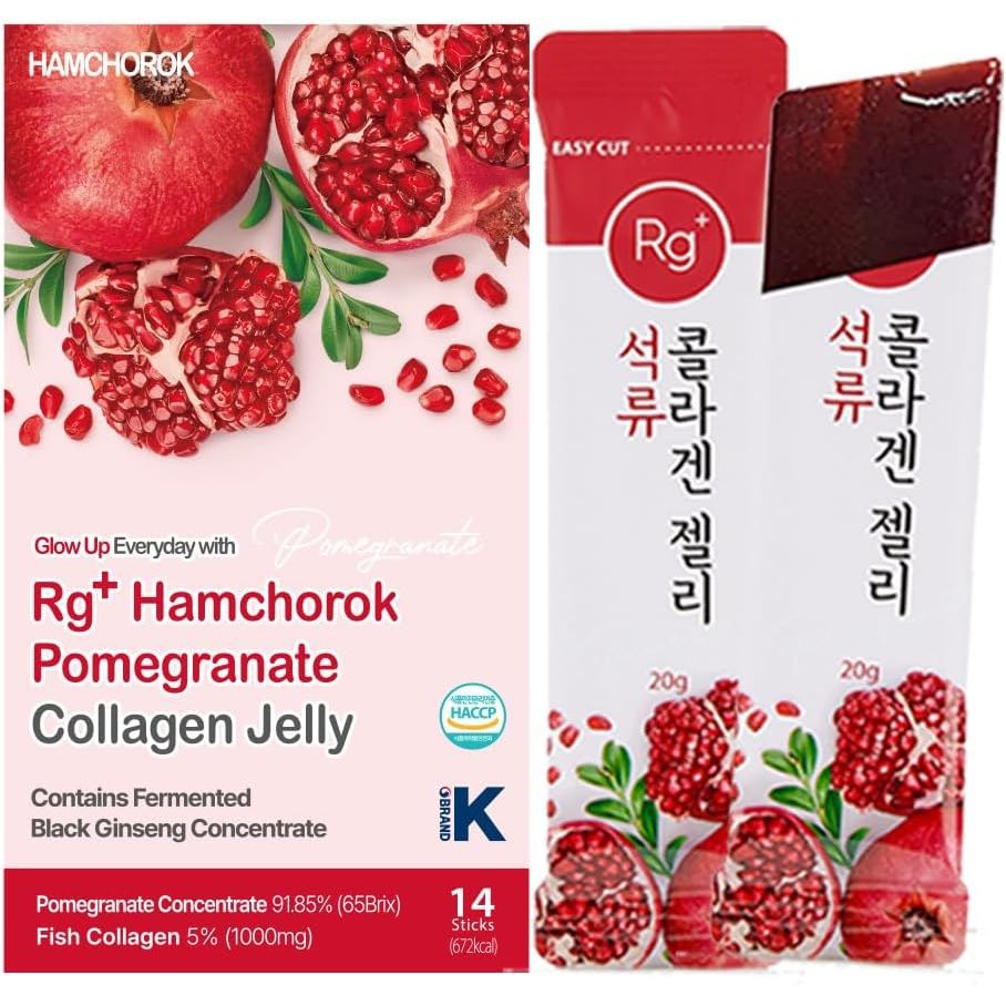 HAMCHOROK Rg+ Pomegranate Collagen Jelly(20Gx14Stick) / Anti-Ageing Korean-Beauty /360DA Marine Collagen +Vitamin C&E Ginseng Concentrate for Immune Support, Skin, Hair, Nail & Joint (14)