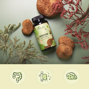 Vegavero Organic Lions Mane 10,000 Mg | NO Additives | 20:1 High Strength Mushroom Extract (Not Powder) | 50% Polysaccharides | Focus Supplement | Vegan