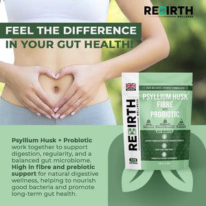 Psyllium Husk Fibre Supplement 4000Mg with Probiotic Acidophilus – 120 Capsules, High Fiber Supplement for Digestion & Gut Health,3Rd Party Lab Tested, UK Made by Rebirth Wellness
