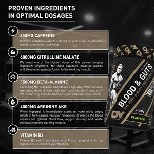 DY Nutrition - Blood and Guts Pre Workout Powder, 380G (Bubblegum) - High Strength Preworkout with 350Mg Caffeine, Citrulline Malate, Beta Alanine, Arginine AKG, L-Tyrosine, Vitamin B3 for Men & Women