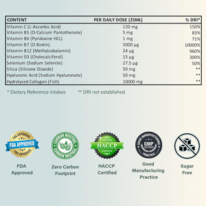 NUTRI Beauties Hydrolysed Marine Collagen Liquid Drink Supplement 10,000Mg + Hyaluronic Acid, Biotin, Vitamin C, D for Hair, Skin,Nails, Joints, 500Ml