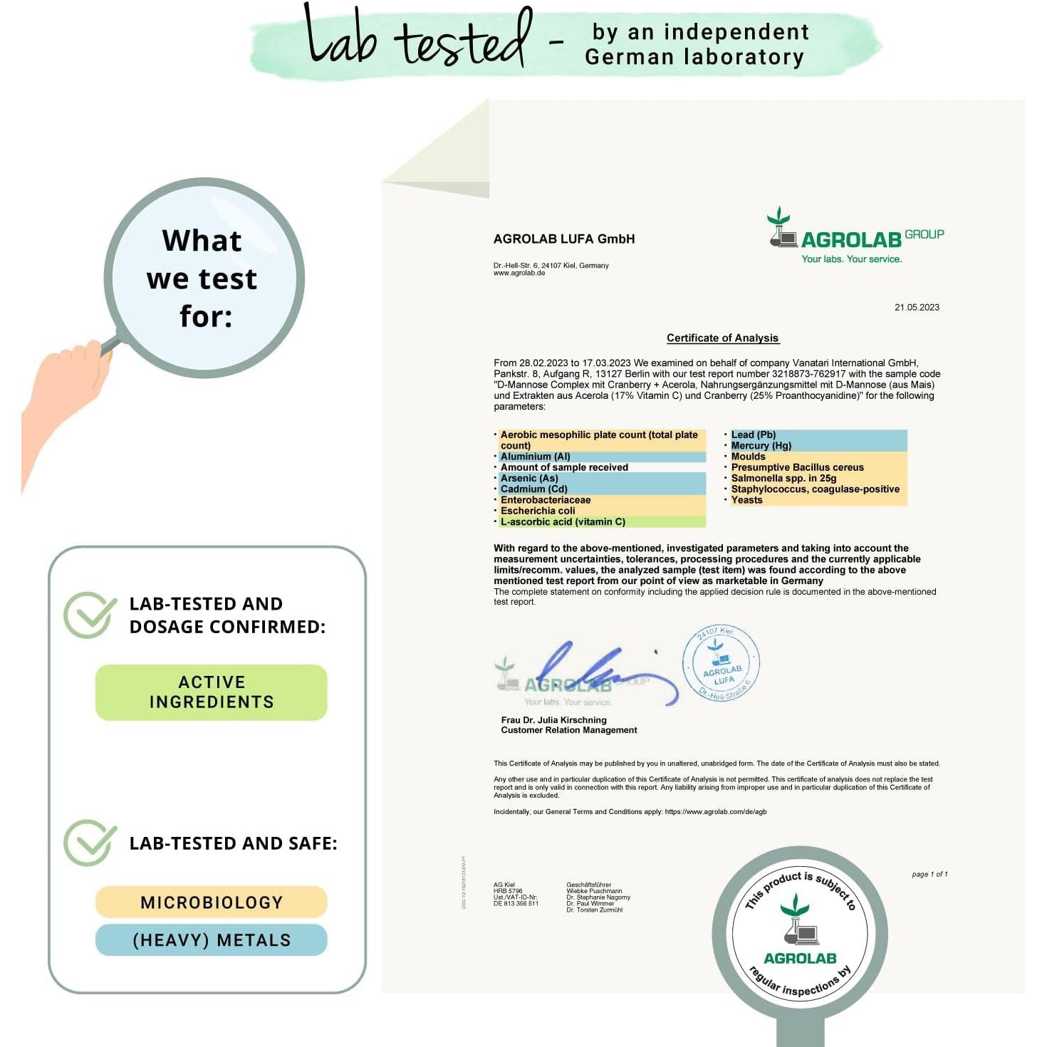 Vegavero D-Mannose Complex 2000 Mg | 100% Natural UTI Support | NO Additives and Lab-Tested | with Cranberry Extract and Vitamin C | Vegan