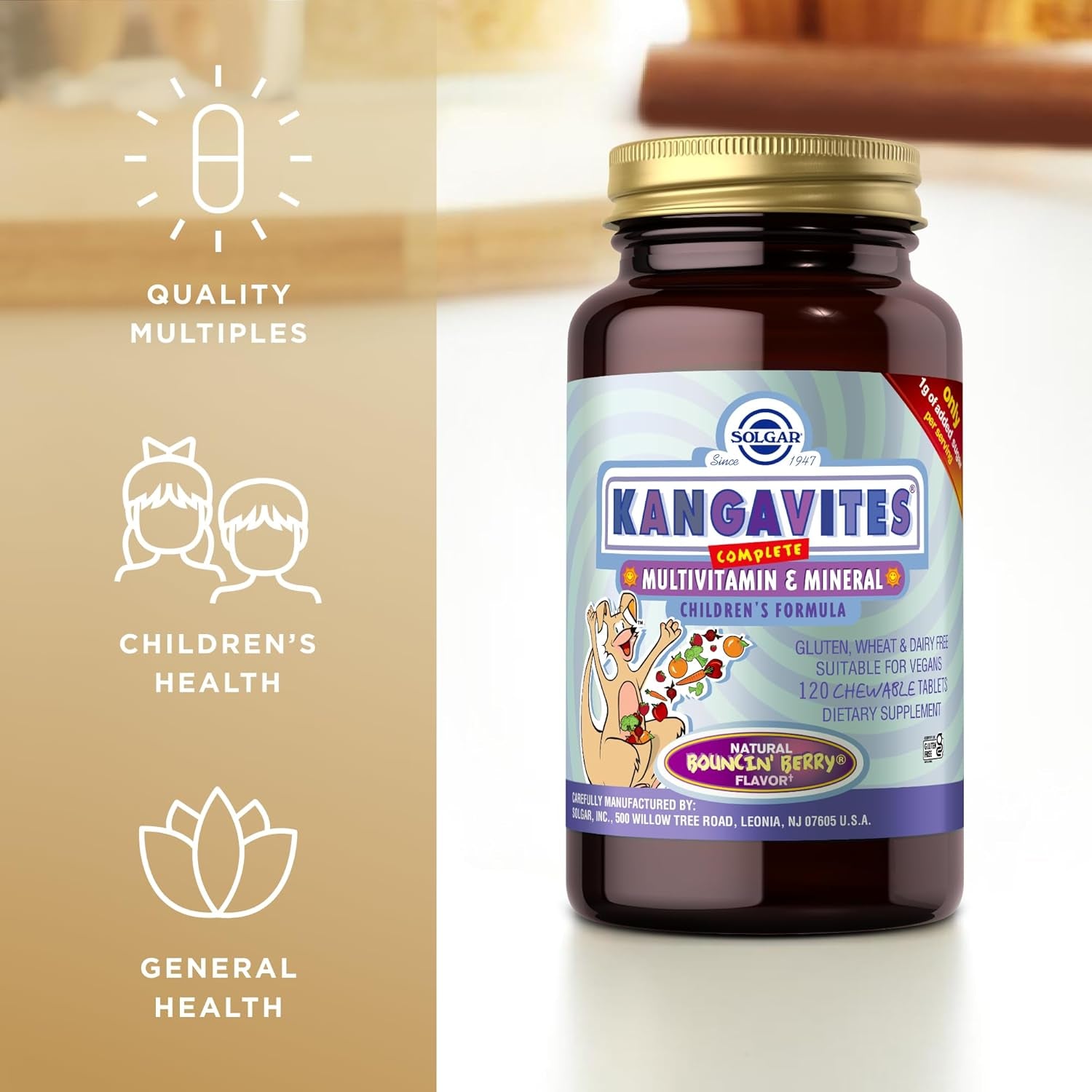 Solgar Kangavites Bouncing Berry Complete Multivitamin and Mineral Formula Chewable Tablets - Pack of 120 - 28 Active Ingredients - Supports a Healthy Lifestyle - Vegan and Gluten Free
