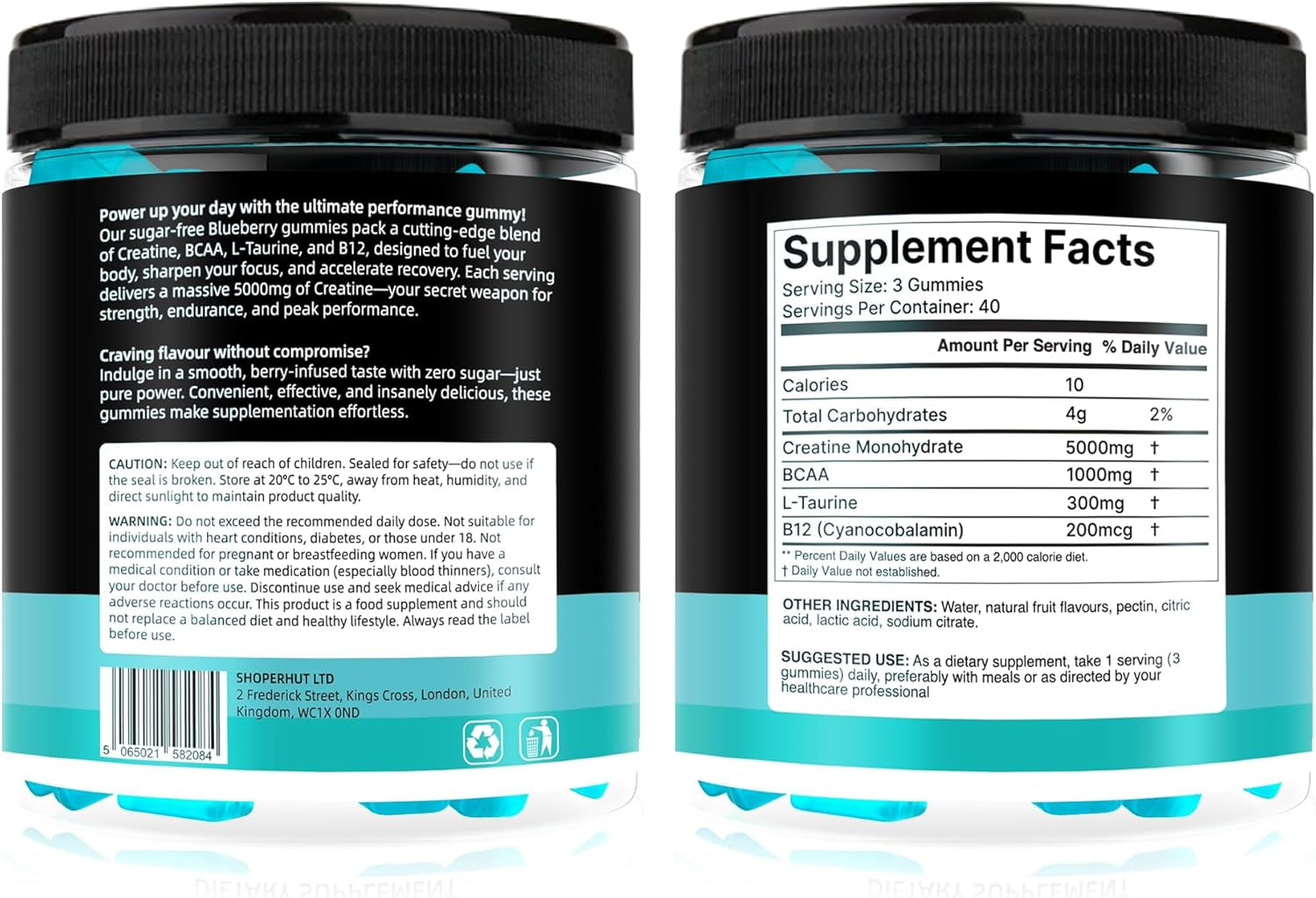 120 Creatine Gummies 6500Mg Sugar-Free Complex – Pre-Workout Creatine Monohydrate + BCAA, L-Taurine, B12 – Max Strength Chewable Gym Supplement – Vegan Gummy Chews for Men & Women – Primalvit