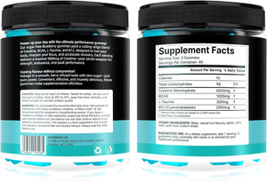 120 Creatine Gummies 6500Mg Sugar-Free Complex – Pre-Workout Creatine Monohydrate + BCAA, L-Taurine, B12 – Max Strength Chewable Gym Supplement – Vegan Gummy Chews for Men & Women – Primalvit