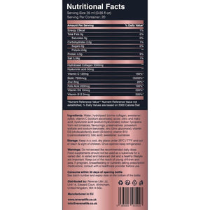 Reverse Life - Bovine Collagen Supplements - Nails, Skin, Hair Supplements for Women and Men - Hair Care Contains Biotin, Vitamin D3, Folic Acid, Hyaluronic Acid - Strawberry Delight Flavour - 500Ml