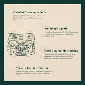 Napiers High-Strength Magnesium Muscle & Sleep Cream - 500Mg Zechstein Magnesium per 5Ml, Lavender & Ylang Ylang, Moisturising Peach Kernel Oil - 100Ml