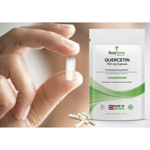 Bodygenix Quercetin 750Mg Capsules - Immune System Brain Cardiovascular Health Joints Support Energy Boost Natural Vegan Supplement - 30 Capsules 1 Month Supply