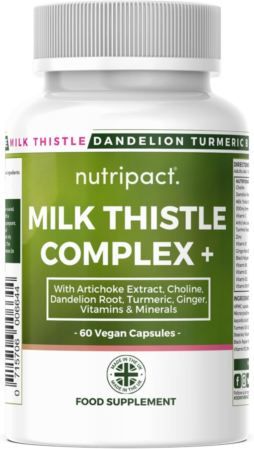 Milk Thistle 14-In-1 Liver Support Complex – 7986Mg per Serving – with Dandelion Leaf, Artichoke Extract, Choline, Turmeric, Vitamins & Minerals – 80% Silymarin – 60 Vegan Capsules (Not Tablets) – UK