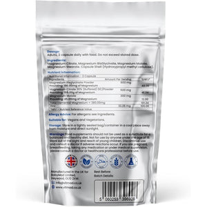 Magnesium Glycinate 3-In-1 Complex - Bisglycinate, Citrate & Malate Vegan Capsules, Added Zinc to Maximise Absorption 380Mg Elemental 100% NRV, UK Made (60)