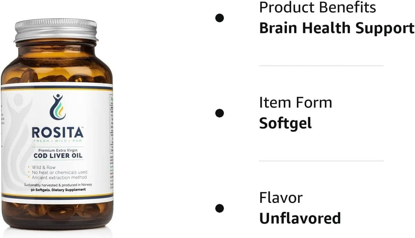 Rosita Real Foods Extra Virgin Cod Liver Oil (EVCLO) Softgels - 90 Softgels, 0.21 Kilograms