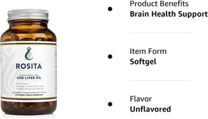 Rosita Real Foods Extra Virgin Cod Liver Oil (EVCLO) Softgels - 90 Softgels, 0.21 Kilograms