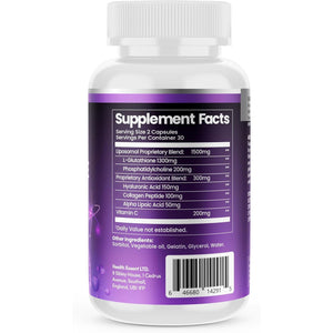 Liposomal Glutathione, 2000Mg Complex with Vitamin-C and Collagen Peptides, Liposomal Vitamin C, Glutathione Supplement, Superior Bioavailability 10X Absorption - 60 Softgels