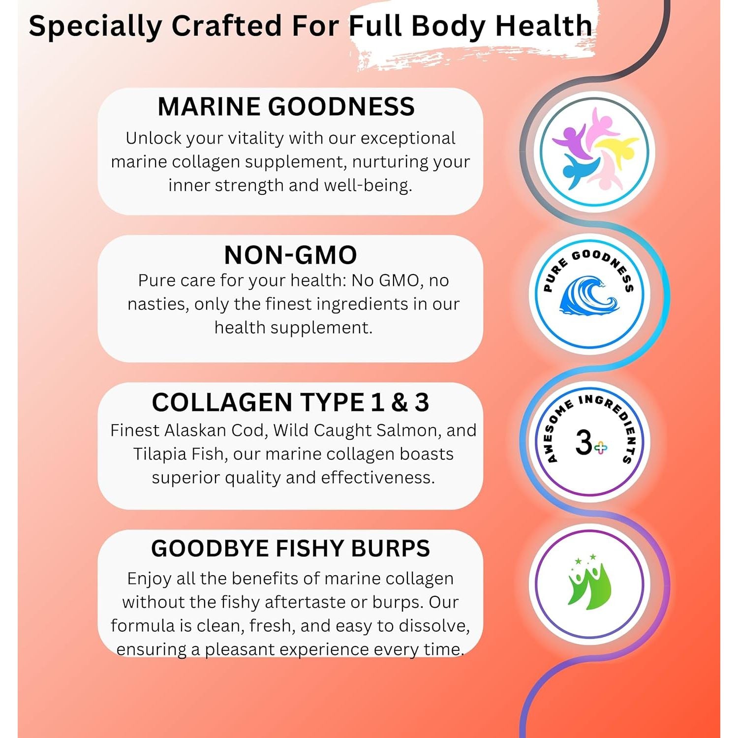 Marine Collagen Powder Type 1 & 3 | Wild Caught Fish | Non-Gmo | Unflavoured for Women & Men | Healthy Skin, Hair, Joints & Bones | 400G