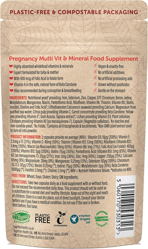 Pregnancy Multi Vitamin and Mineral – Together Health – Recommended during Conception, Pregnancy & Breastfeeding – 400Mcg Folic Acid – Vegan Friendly – Made in the UK (60 Capsules)