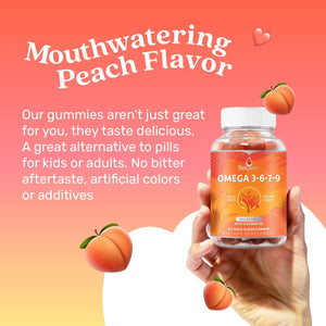 Belive Omega 3 Gummies with Omegas 6, 7, 9, DHA & EPA from Flaxseed Oil and Sea Buckthorn Fruit Oil - Sugar-Free, Supports Brain, Heart, Eye & Immune System, Supplements for Kids & Adults (60 CT) (1)