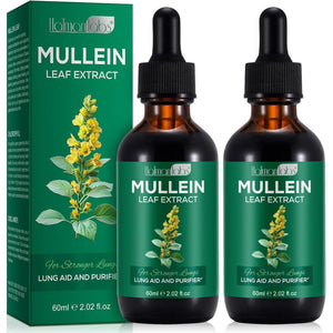 Mullein Drops for Lungs, 2 Pack Powerful Mullein Leaf Extract for Lungs Cleanse and Healthy Breathing, 2 Month Supply, 60Ml