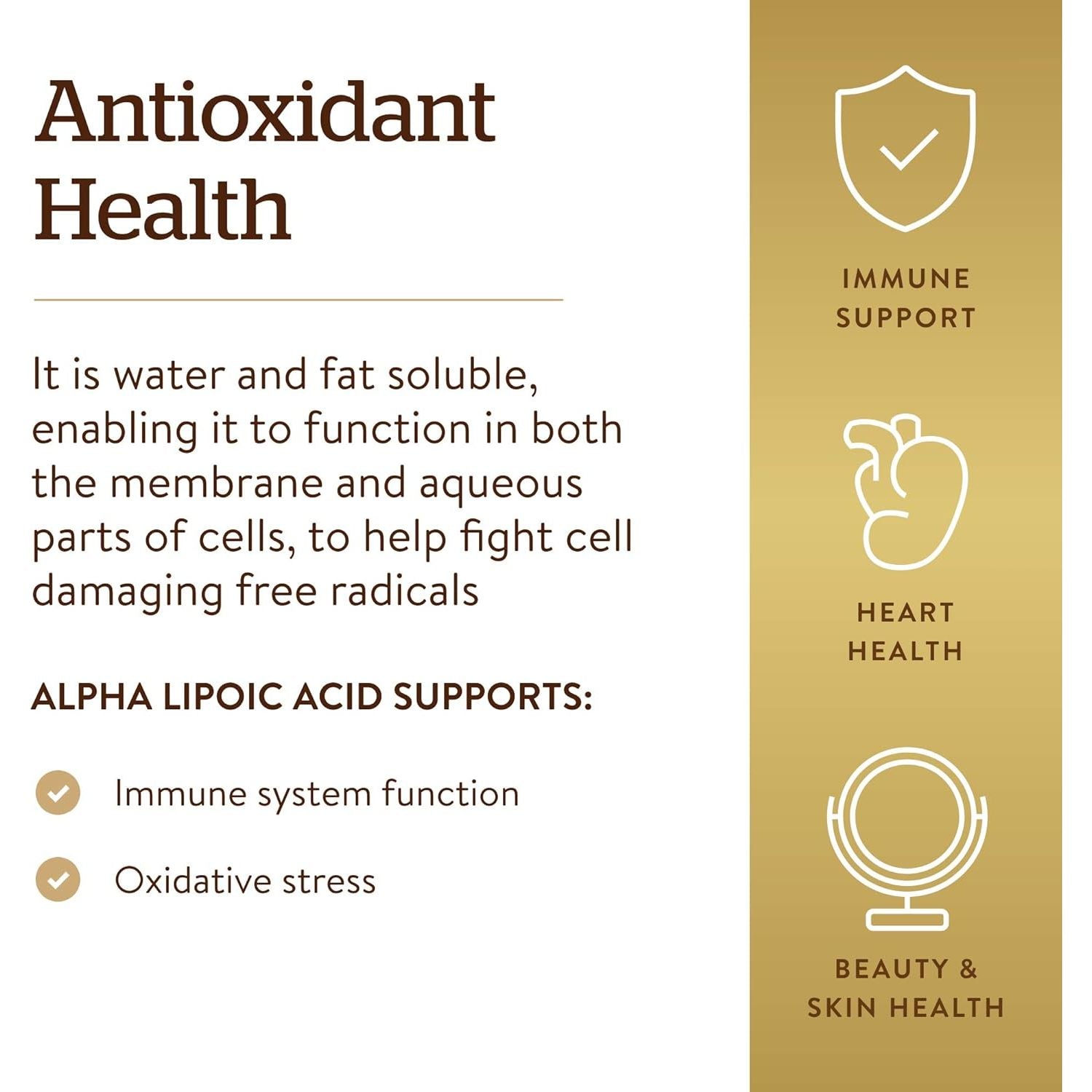 Solgar Alpha Lipoic Acid 200 Mg Vegetable Capsules - Food Supplement, Pack of 50 - Antioxidants - Vegan, Gluten Free