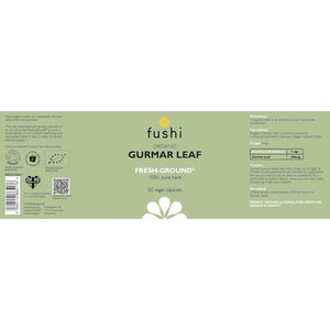 Fushi Organic Gurmar Leaf Capsules, 60 Caps | Fresh-Ground Whole Food | Helps Appetite and Weight Loss | Indigenously Sourced, Ethical & Vegan | Made in the UK
