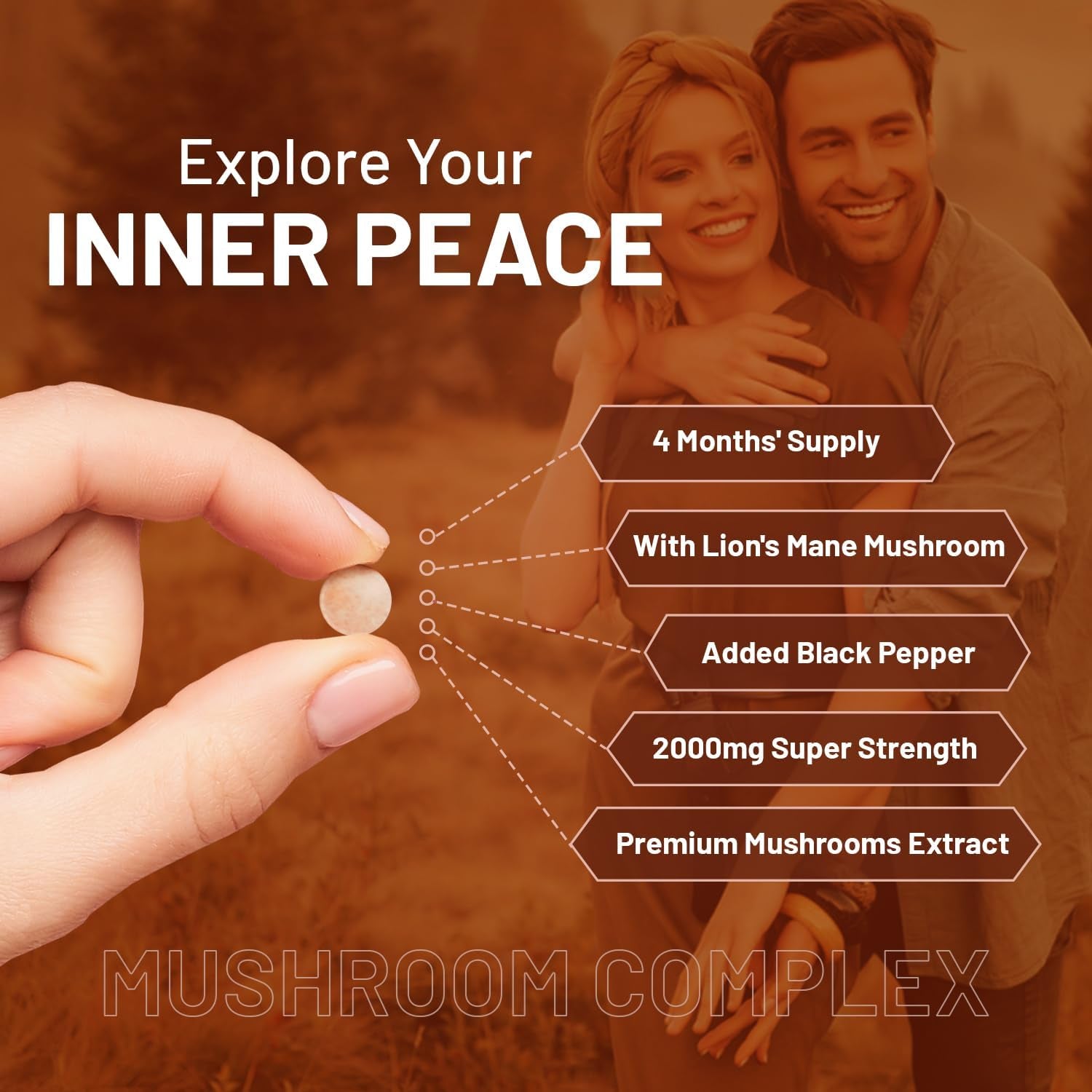 Advanced Mushroom Complex 2000Mg | a Super Blend of 6 Mushrooms with Lion'S Mane, Chaga, Cordyceps, Shiitake, Reishi and Maitake with Black Pepper | 120 Vegan High Strength Tablets UK Made by Prowise