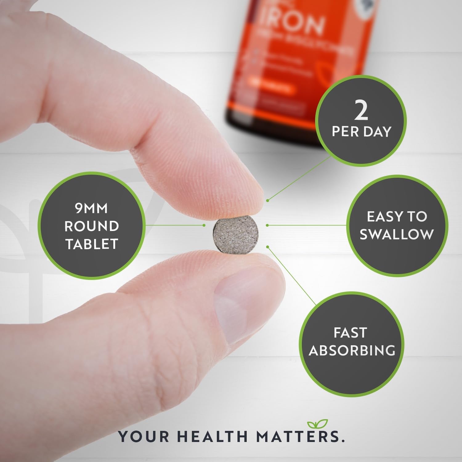 Iron Tablets 28Mg – 180 Vegan Tablets (3 Month Supply of Iron Supplements) – Contributes to the Reduction of Tiredness and Fatigue – Suitable for Men and Women – Made in the UK by Nutravita