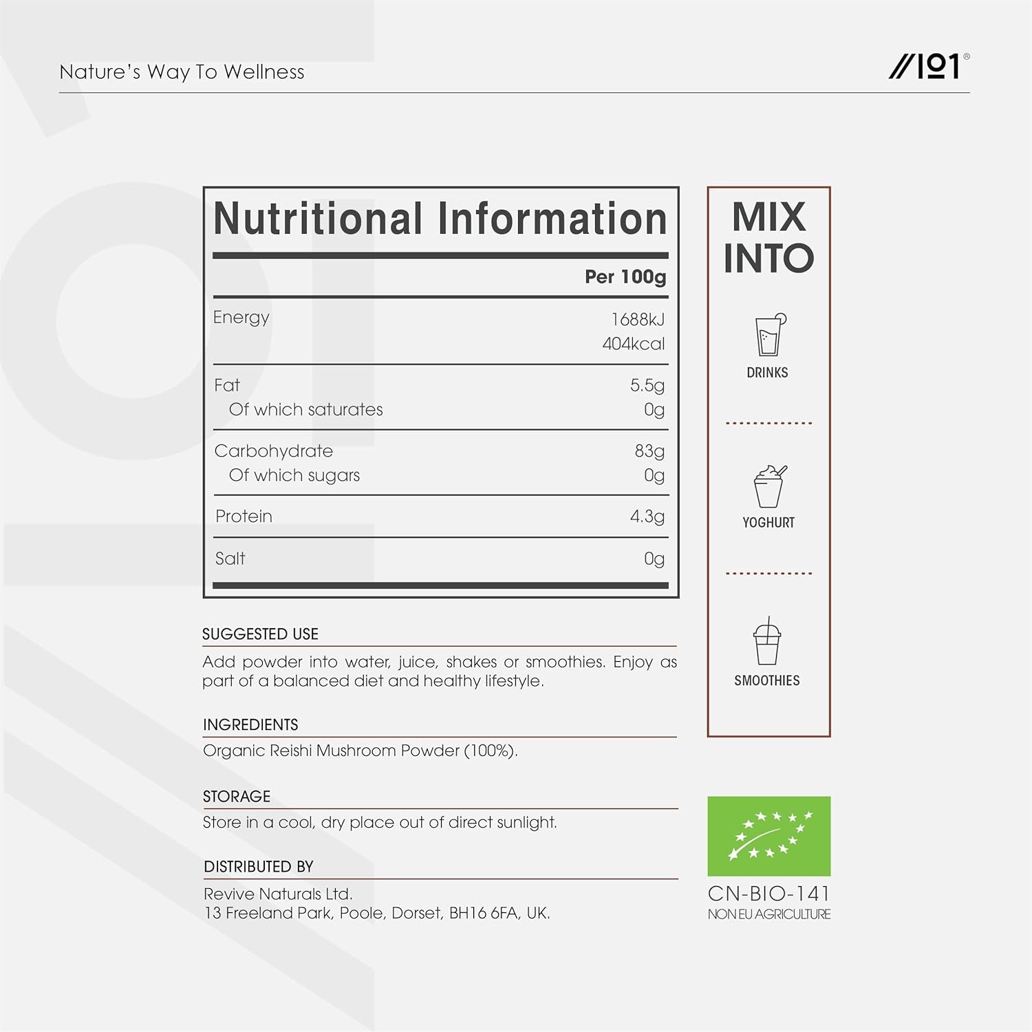 Organic Reishi Mushroom Powder 100G – Pure Ganoderma Lingzhi Reishi Supplement Powder – Resealable and Recyclable Pouch – by Alpha01