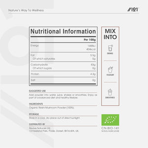 Organic Reishi Mushroom Powder 100G – Pure Ganoderma Lingzhi Reishi Supplement Powder – Resealable and Recyclable Pouch – by Alpha01