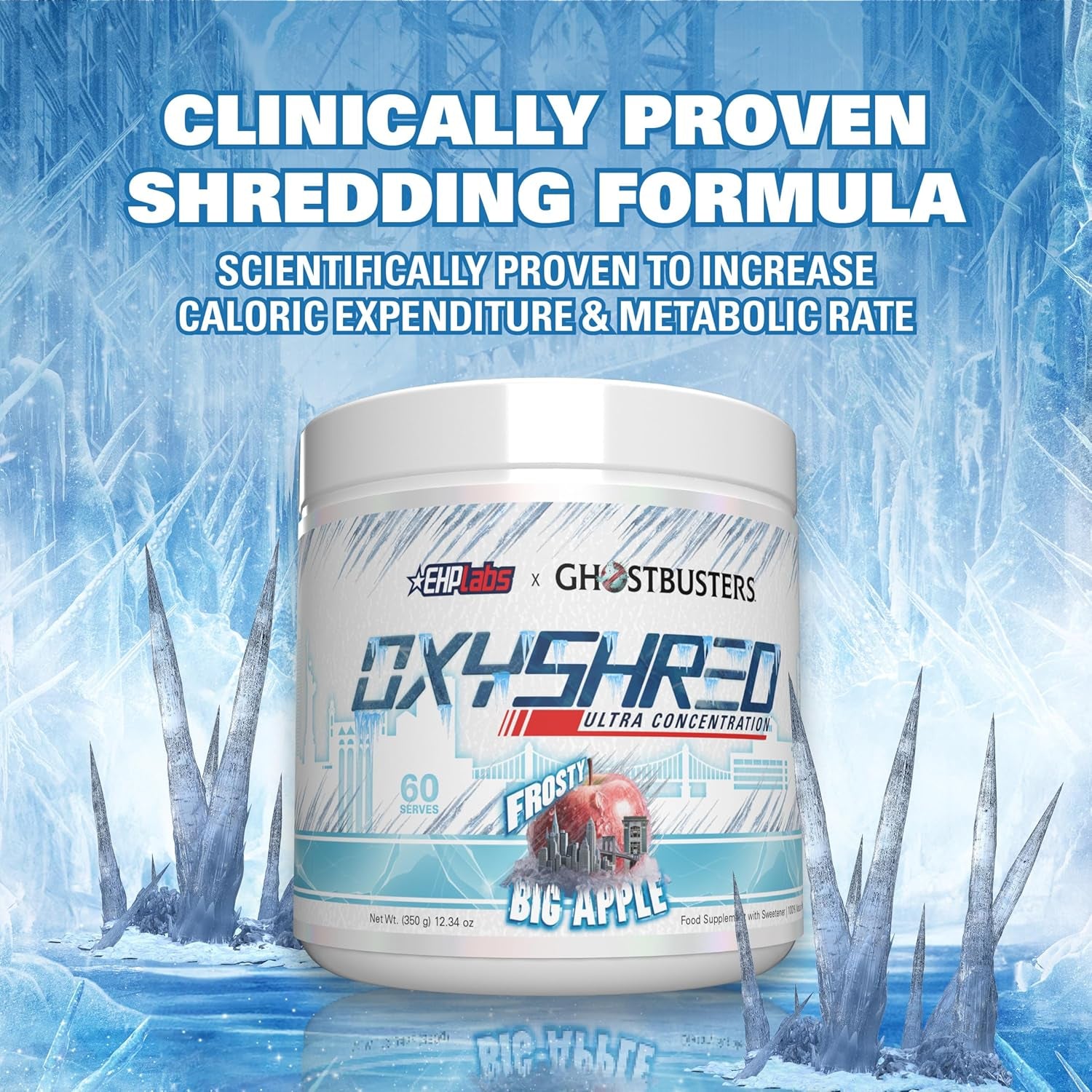 Ehplabs X Ghostbusters Frozen Empire: Oxyshred Thermogenic Pre Workout Powder & Shredding Supplement. Clinically Proven with Acetyl L Carnitine, Energy Boost Drink - Frosty Big Apple, 60 Serve