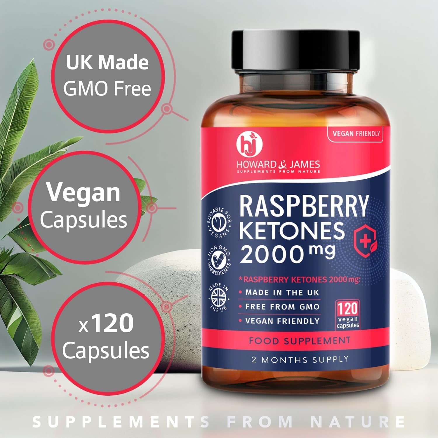 Raspberry Ketones 120 Capsules 2000Mg Daily Serving | Vegetarian & Vegan Friendly Capsules | Max Strength for Men or for Women (120 Capsules)