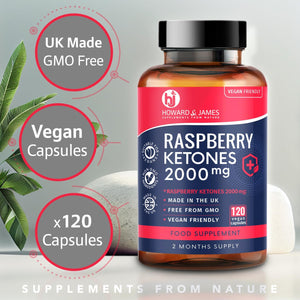 Raspberry Ketones 120 Capsules 2000Mg Daily Serving | Vegetarian & Vegan Friendly Capsules | Max Strength for Men or for Women (120 Capsules)