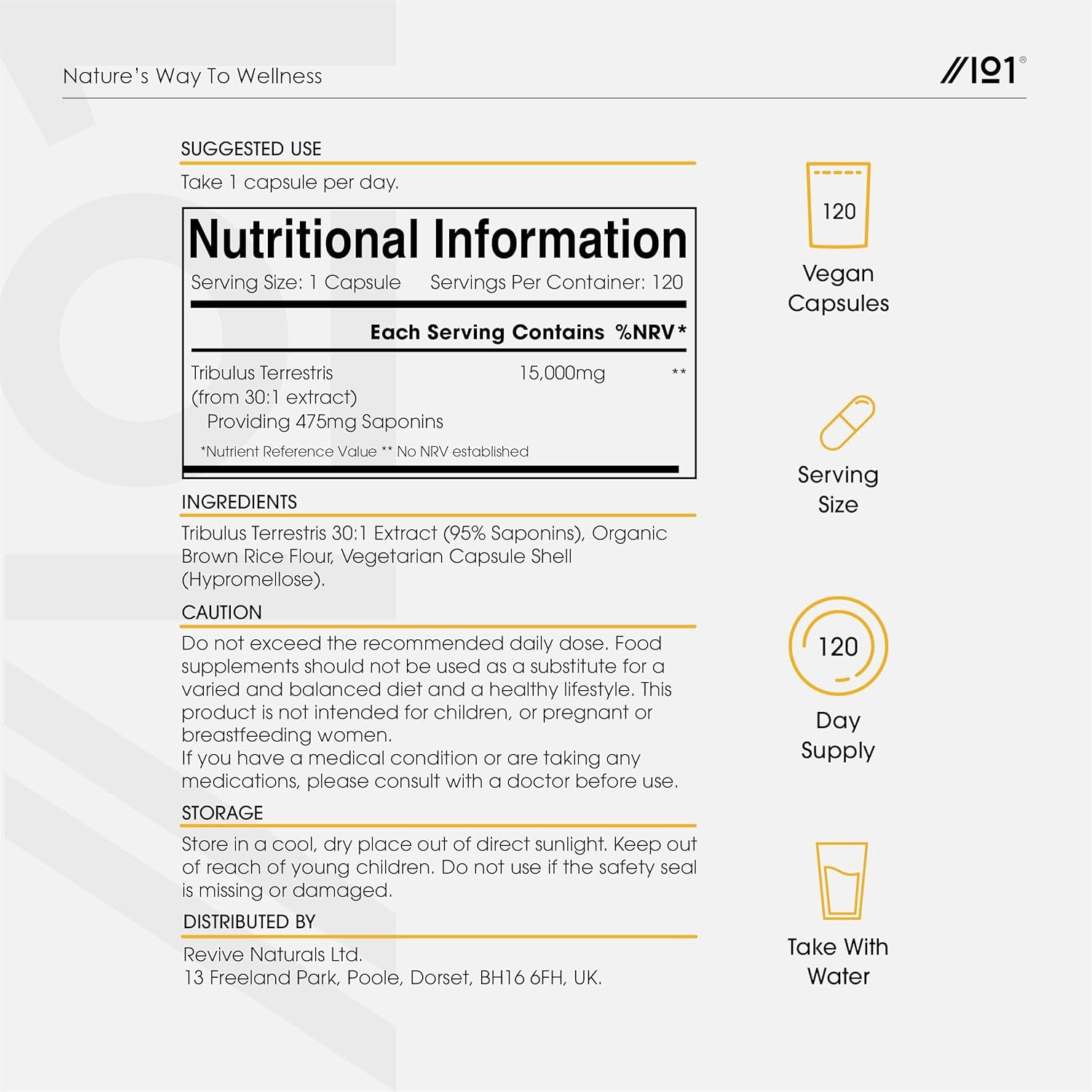 Tribulus Terrestris Extract 15,000Mg – Super Strength 95% Saponins (474Mg per Capsule) – 120 Vegan Capsules (4 Months Supply) Resealable and Recyclable Pouch – by Alpha01