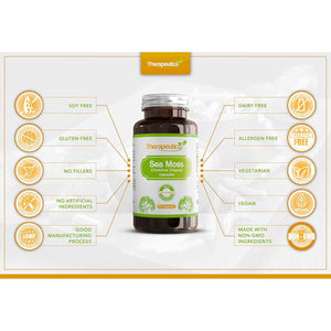 Sea Moss Capsules | Wild Harvested | 60 Veg Capsules | Full Spectrum | Chondrus Crispus | Premium Supplement | Vegan | No Binders, Fillers, Additives | UK Made