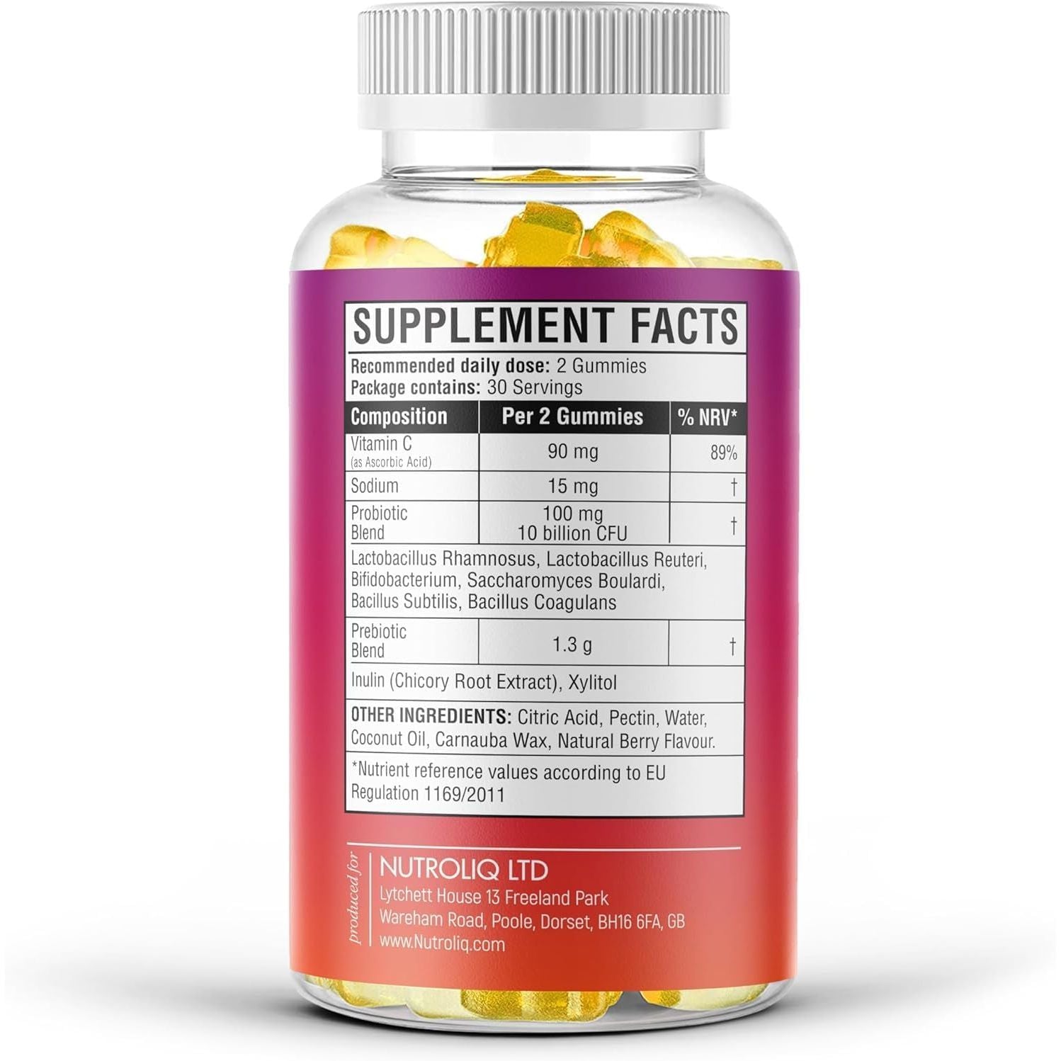 Nutroliq Prebiotic & Probiotic Sugar-Free Gummies - Gut Health Supplements for Women, Men, Kids to Support Digestive System, Immune System Booster - 10 Billion CFU per Serving, Vegan - 60 Gummies