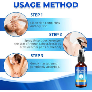 Pure Magnesium Oil Spray, Foot Magnesium Spray, Leak-Proof Portable Package, Magnesium Oil Body Care Natural Formula, Easy to Absorb and Soothe.