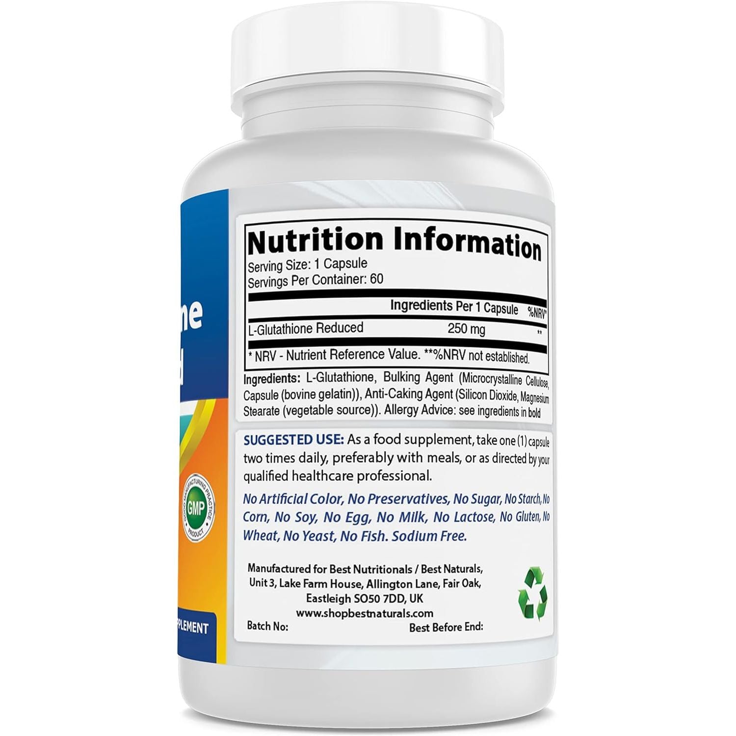Best Naturals L-Glutathione 250 Mg 60 Capsules