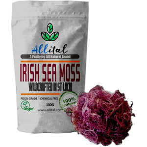 Purple Sea Moss - Raw Wildcrafted St Lucian, 100G Purple Irish Seamoss, Non GMO, Full of Minerals, Great for Smoothies, Soups, Salads…