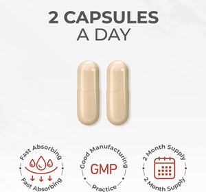 4000Mg 6 Mushroom Complex with Ashwaghandha KSM-66, Lions Mane, Cordyceps, Shiitake, Reishi, Chaga and Maitake, 120 Capsules, 2/Day Focus and Brain Support Herbal Nootropic - 40% Polysaccharides