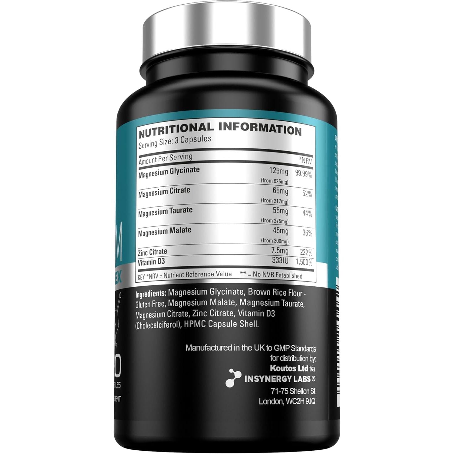 Ultra Premium Magnesium Complex (4 Forms) Magnesium Supplements – Glycinate (Bisglycinate), Citrate, Taurate, Malate 90 Vegan Capsules Magnesium Tablets